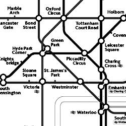"black and white version of the London Underground route map