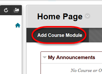 screenshot of associated text: Add course Module button